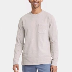 NWOT Mens Goodfellow & Co Light Gray Long Sleeve Tee With Pocket